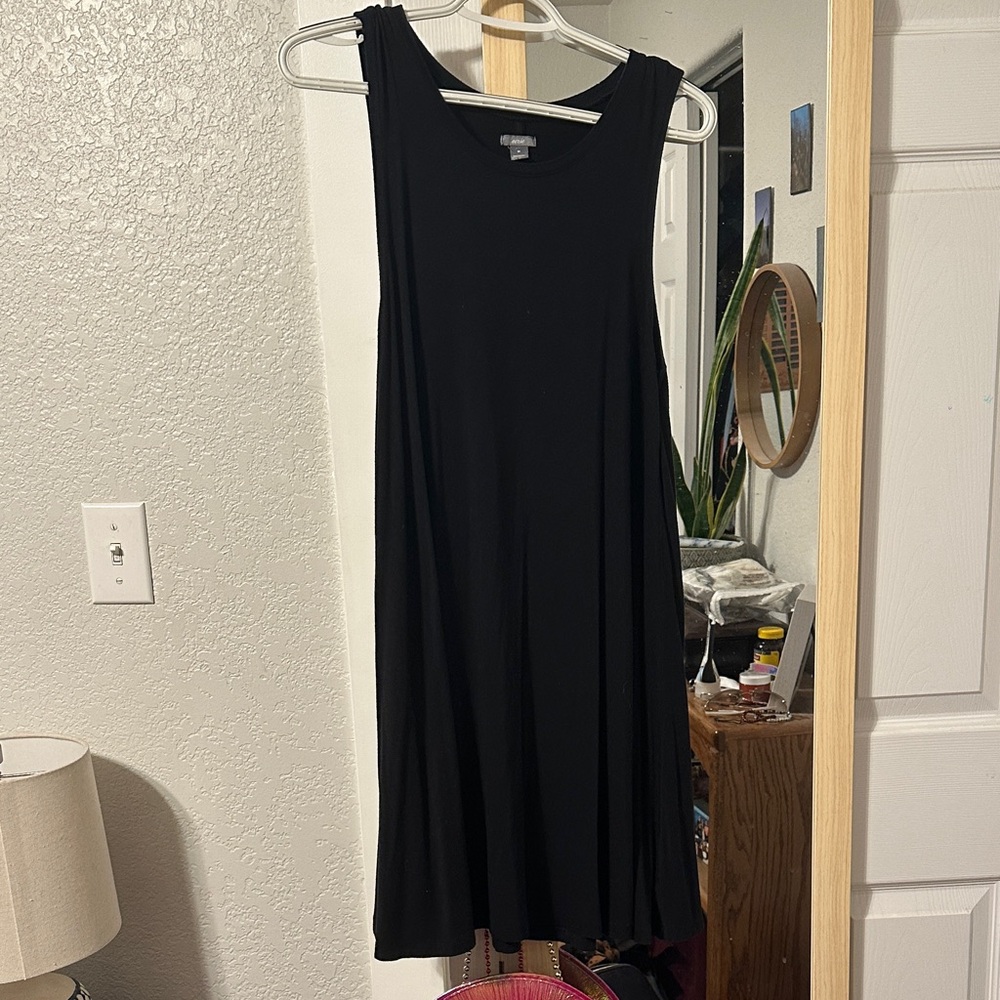 aerie Black Sleeveless Midi A-Line Dress